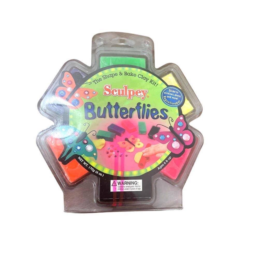 Shape & Bake Clay Kit Sculpey Butterflies Repositionable! Six Bar NOS‎ Vintage
